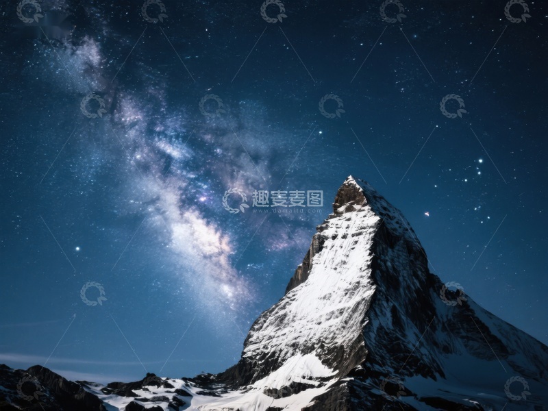 高清大图下载【趣麦麦图】-夜空下的雄伟山峰