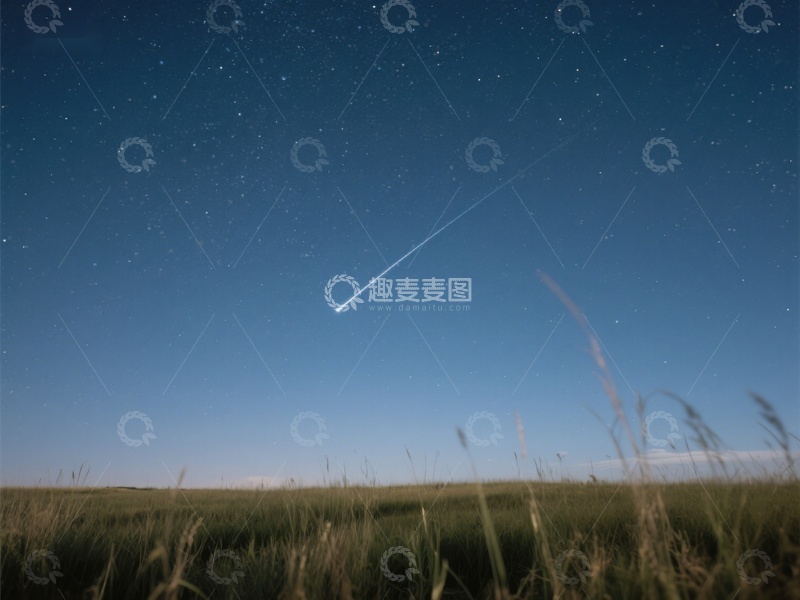 高清大图下载【趣麦麦图】夜空流星划过草原