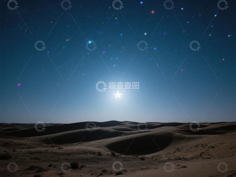 高清大图下载【趣麦麦图】沙漠夜景，星光璀璨