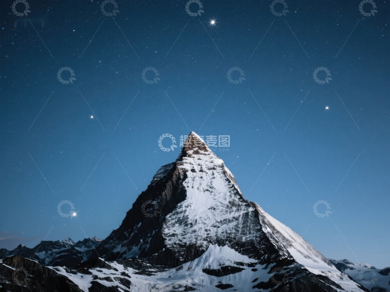高清大图下载【趣麦麦图】夜空下的雪山之巅