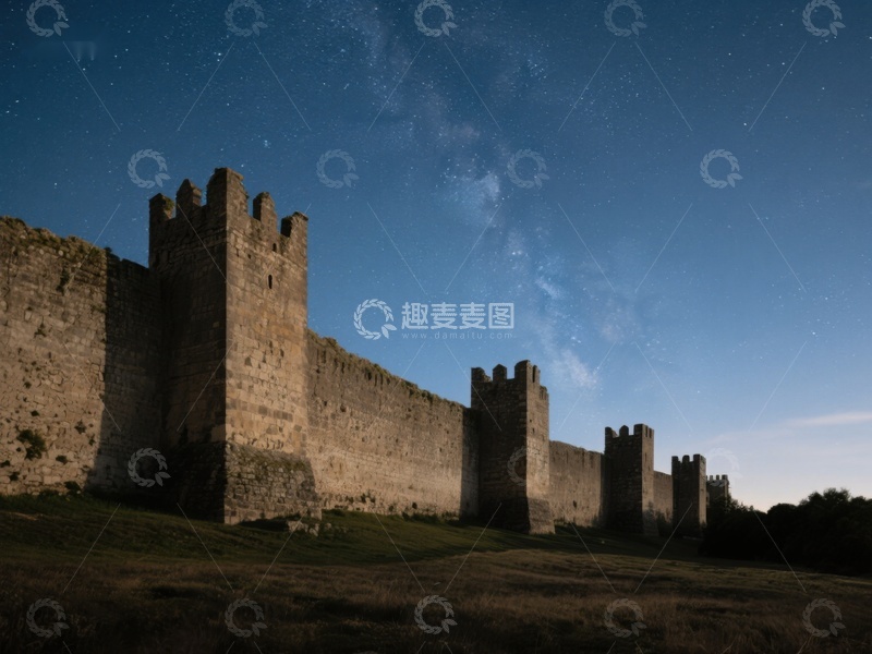 高清大图下载【趣麦麦图】夜空下的古老城墙