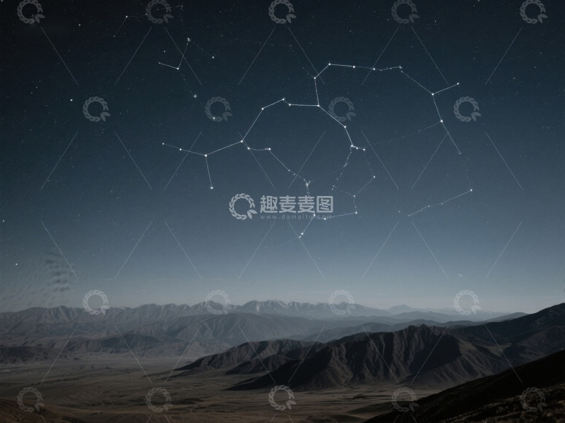 高清大图下载【趣麦麦图】夜空星座与山脉景观
