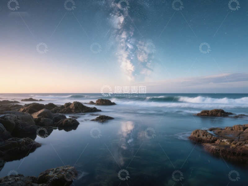 高清大图下载【趣麦麦图】星河映海，岩石静谧