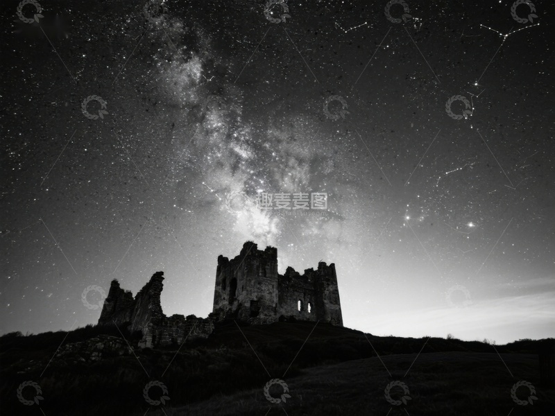 高清大图下载【趣麦麦图】星空下的古老城堡剪影