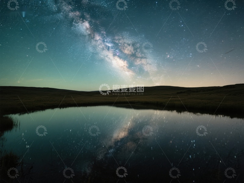 高清大图下载【趣麦麦图】银河倒映静谧湖面