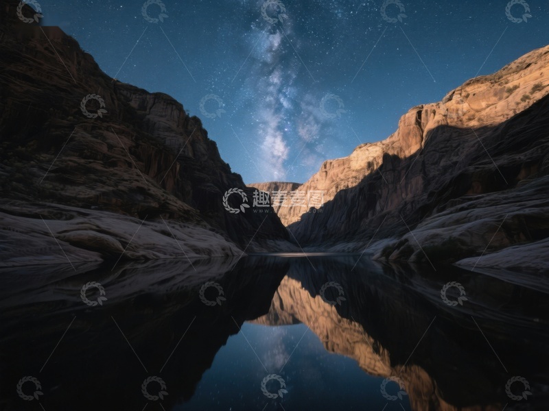 高清大图下载【趣麦麦图】星河映照峡谷夜景