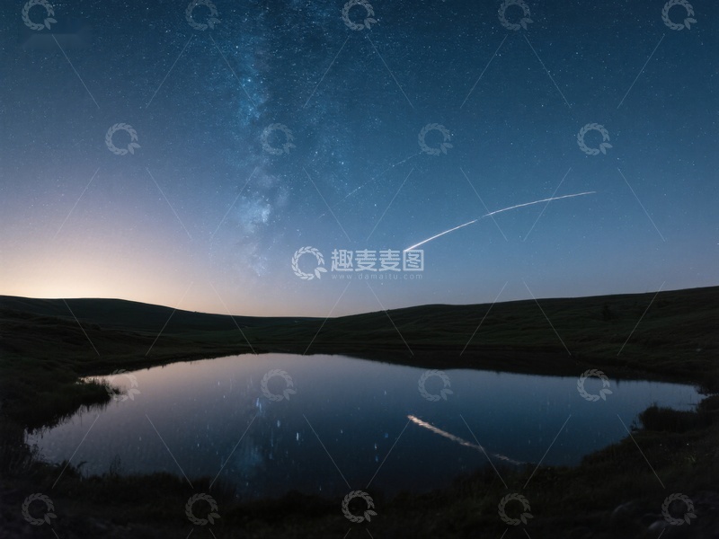 高清大图下载【趣麦麦图】夜空银河与湖面倒影