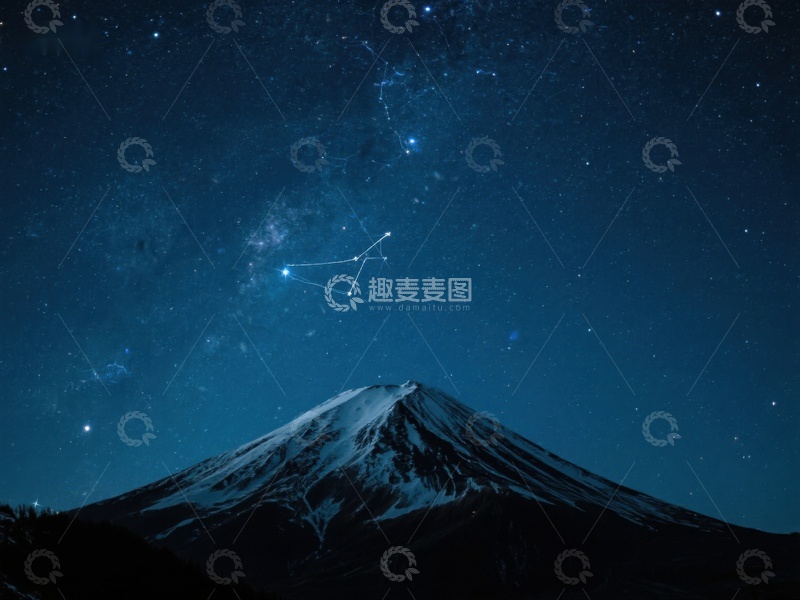 高清大图下载【趣麦麦图】星空下的雪山剪影