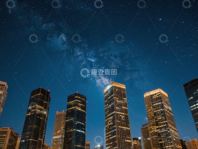 高清大图下载【趣麦麦图】夜空下的城市剪影