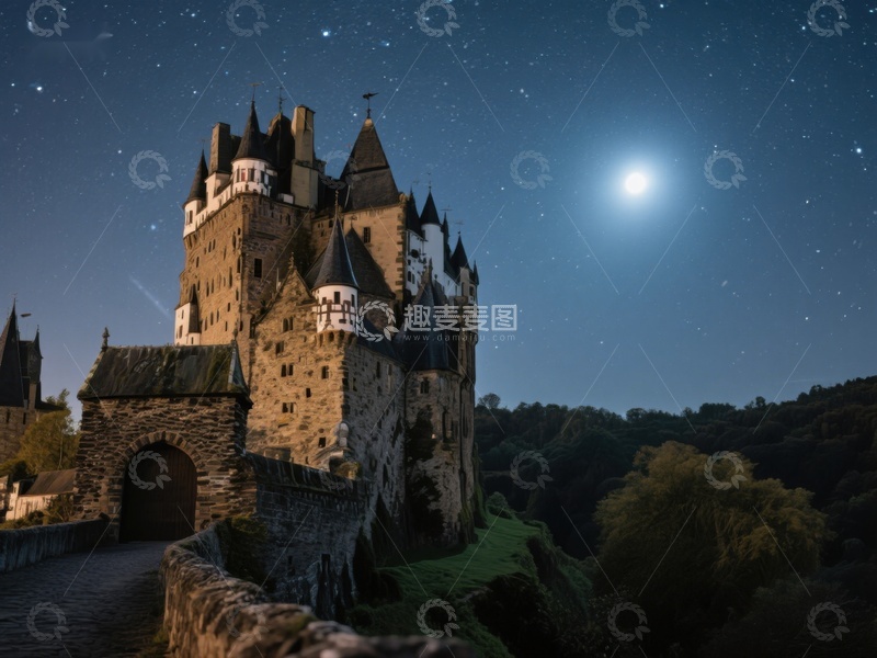 高清大图下载【趣麦麦图】星空下的古老城堡
