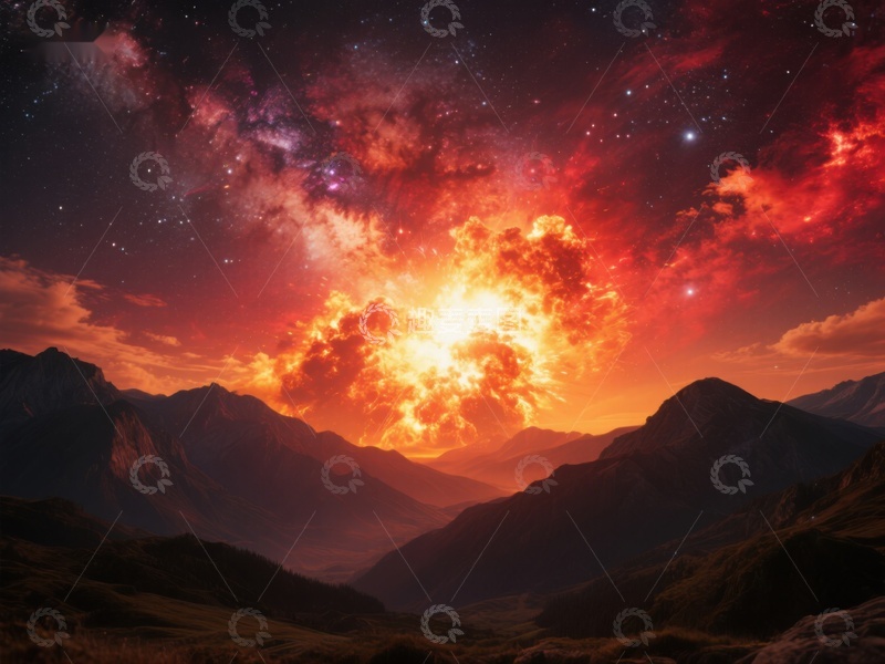 高清大图下载【趣麦麦图】山峦间壮丽的日出景象