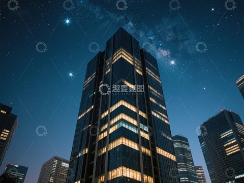 夜空下的高楼建筑
