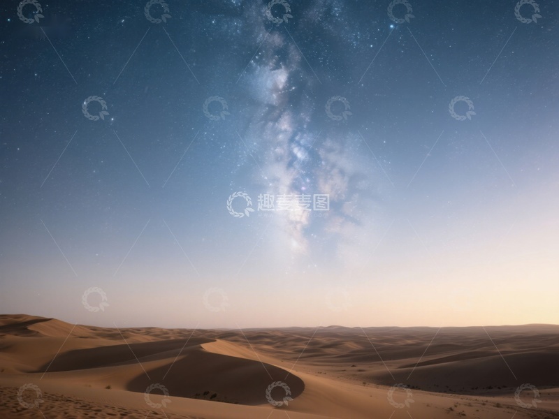 高清大图下载【趣麦麦图】沙漠夜空下的银河美景