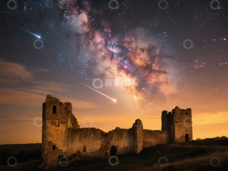 高清大图下载【趣麦麦图】星空下的古老废墟