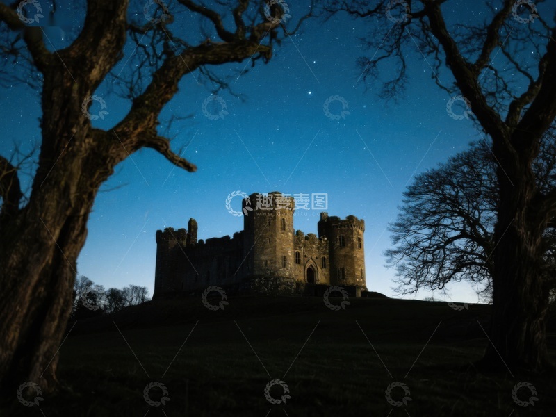 高清大图下载【趣麦麦图】夜幕下的古老城堡