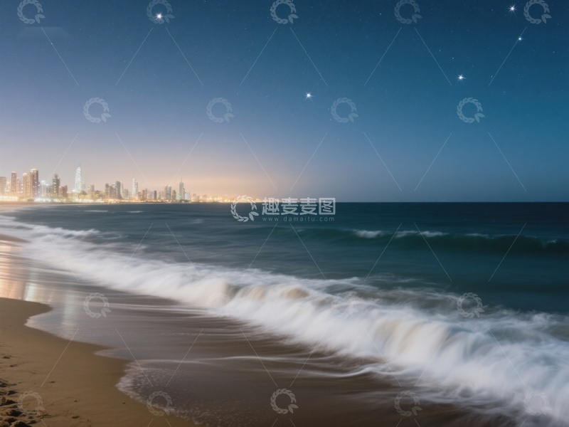 高清大图下载【趣麦麦图】夜幕下的海滨城市风光