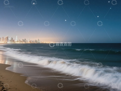 夜幕下的海滨城市风光