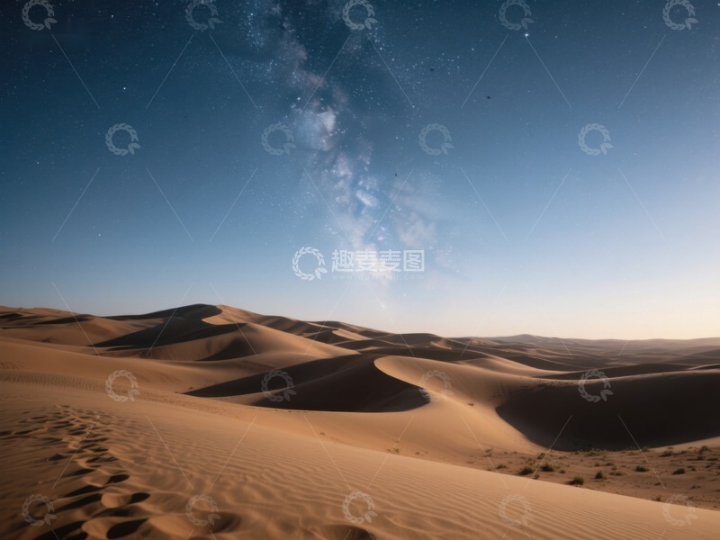高清大图下载【趣麦麦图】星空下的沙漠沙丘