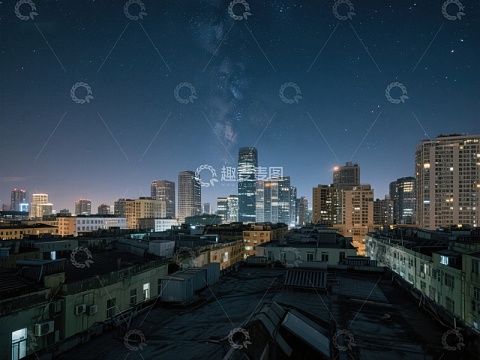 夜空下的城市天际线