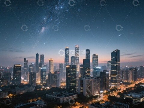 夜幕下的城市天际线