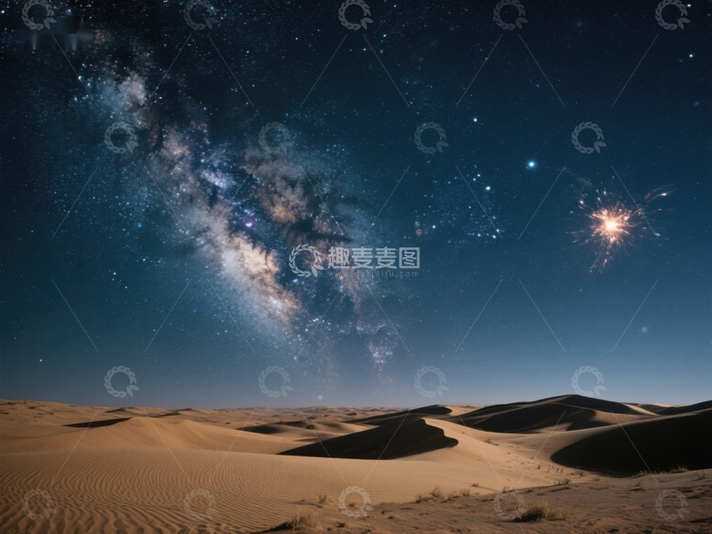 高清大图下载【趣麦麦图】沙漠夜空下的银河美景