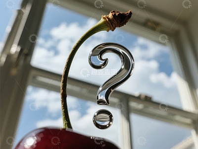 樱桃枝上的金属问号