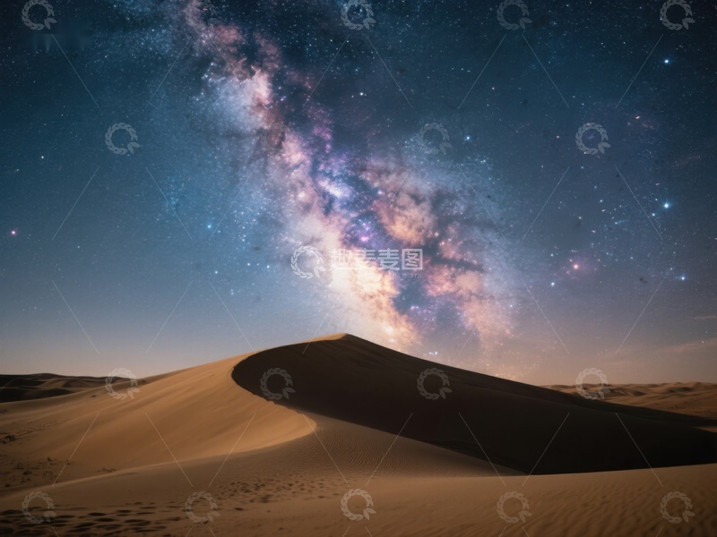 高清大图下载【趣麦麦图】沙漠夜空下的银河美景