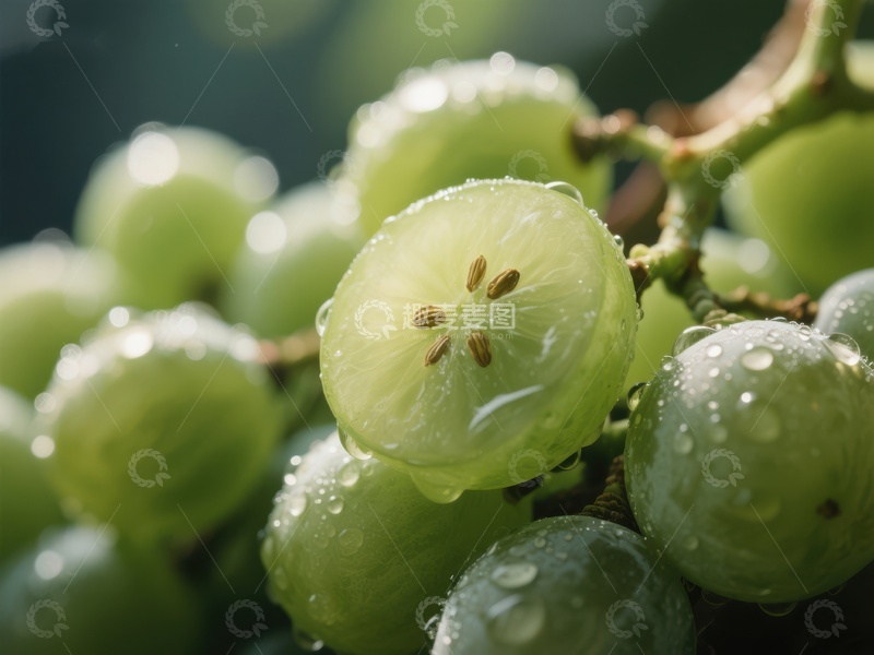 高清大图下载【趣麦麦图】新鲜葡萄特写，水珠晶莹剔透