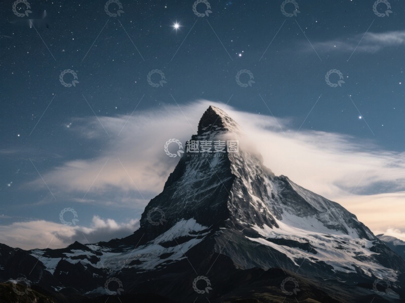 高清大图下载【趣麦麦图】夜空下的雪山之巅