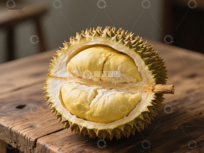 高清大图下载【趣麦麦图】新鲜榴莲切开展示