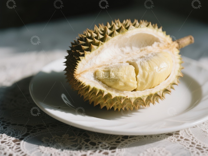 高清大图下载【趣麦麦图】新鲜榴莲切开展示