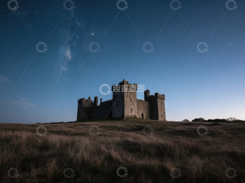 高清大图下载【趣麦麦图】夜空下的古老城堡