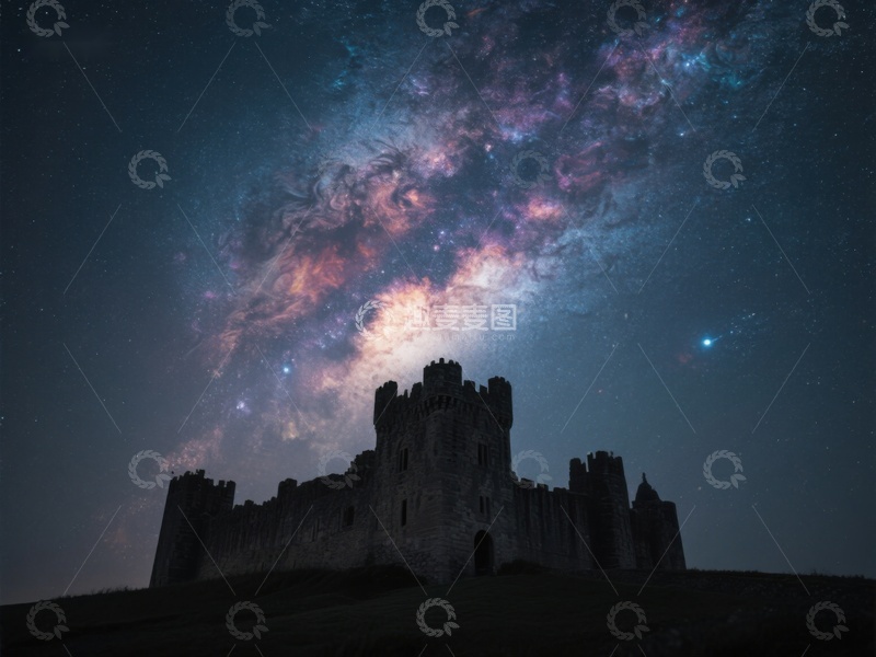 高清大图下载【趣麦麦图】星空下的古老城堡