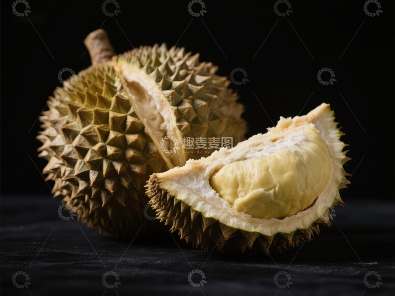 高清大图下载【趣麦麦图】新鲜榴莲切开展示
