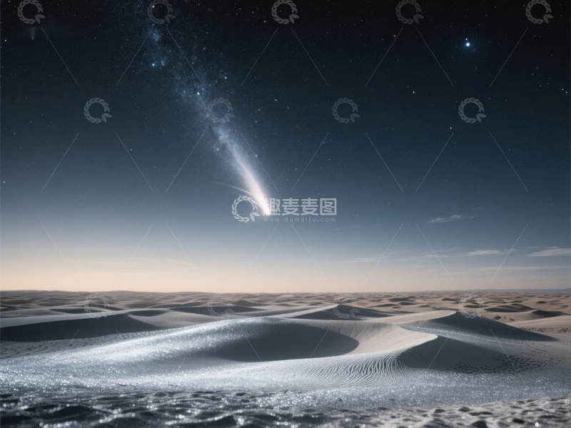 高清大图下载【趣麦麦图】沙漠夜空下的彗星奇观