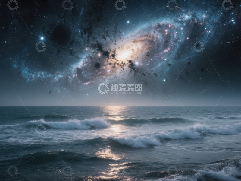 高清大图下载【趣麦麦图】星河映海，宇宙与海洋的交汇