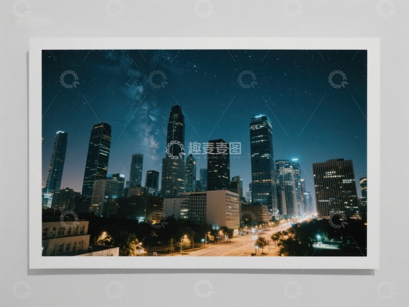 高清大图下载【趣麦麦图】夜空下的城市天际线