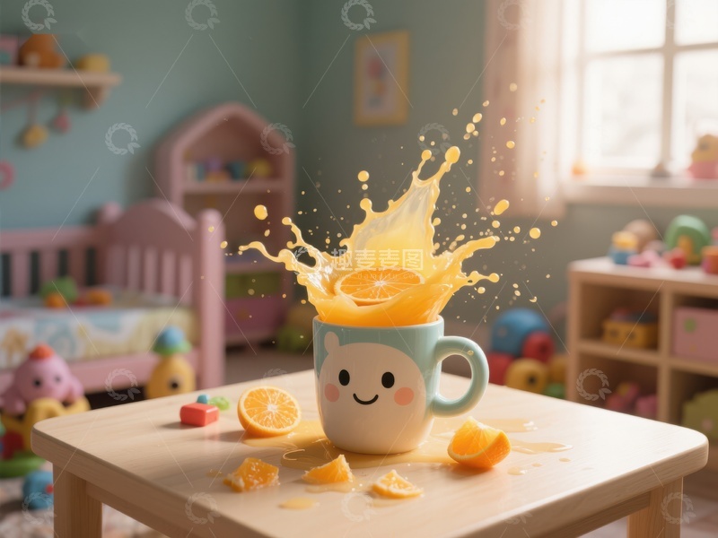 高清大图下载【趣麦麦图】橙汁飞溅的可爱杯子