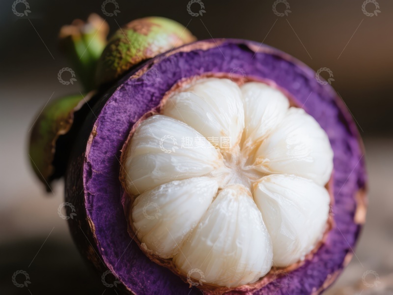 高清大图下载【趣麦麦图】新鲜紫皮白肉的山竹果