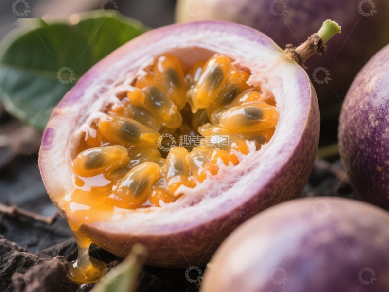 高清大图下载【趣麦麦图】新鲜百香果切面展示