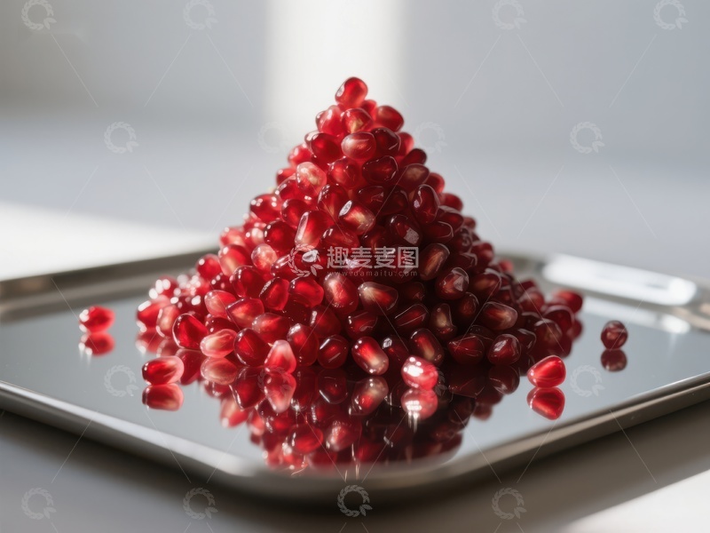 高清大图下载【趣麦麦图】平板上的石榴籽堆