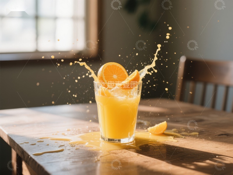 高清大图下载【趣麦麦图】橙汁飞溅瞬间，清新美味