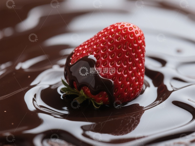 高清大图下载【趣麦麦图】巧克力中的草莓特写