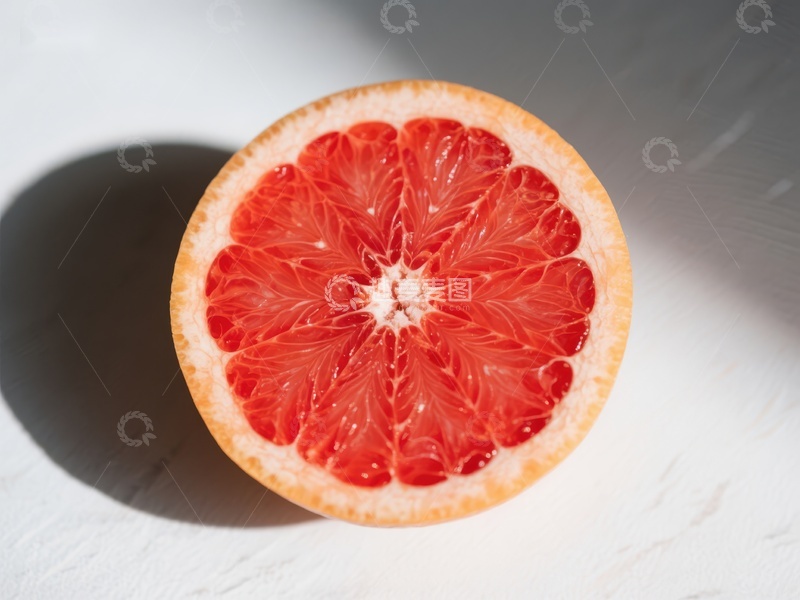 高清大图下载【趣麦麦图】切开的葡萄柚，展示鲜艳红色果肉