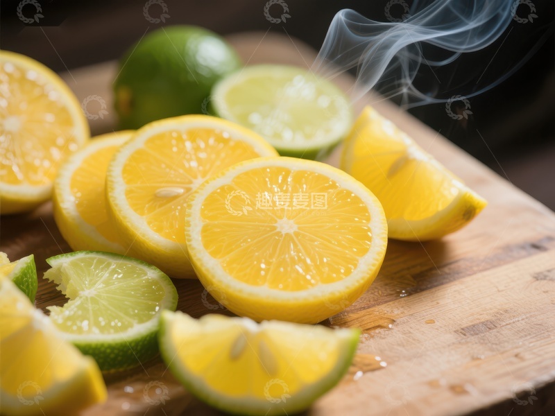 高清大图下载【趣麦麦图】新鲜柠檬切片与青柠，散发香气