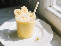 香蕉奶昔配切片装饰