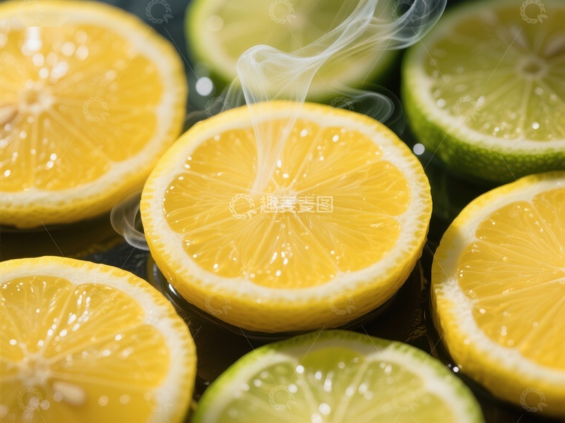高清大图下载【趣麦麦图】柠檬与青柠切片散发香气