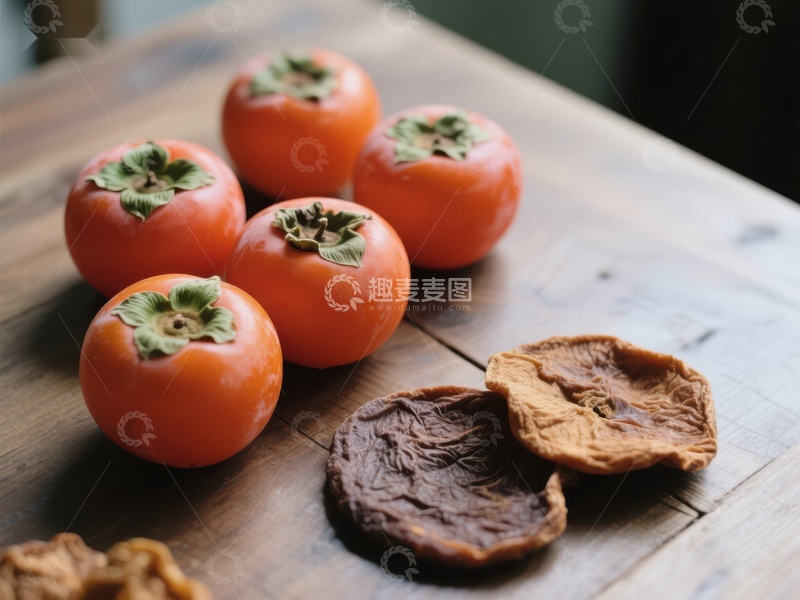 高清大图下载【趣麦麦图】新鲜柿子与干柿对比展示