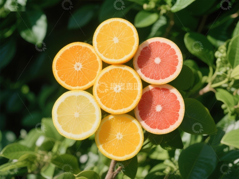 高清大图下载【趣麦麦图】新鲜柑橘切片展示