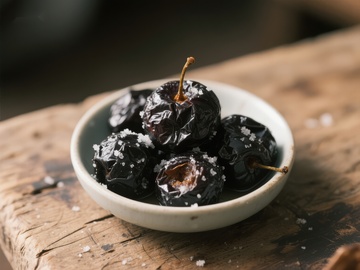 盐渍樱桃置于小碗中